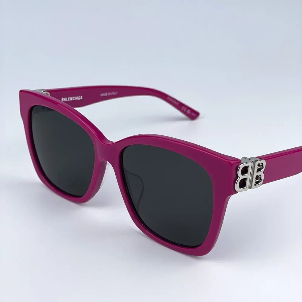 SALE! NEW Balenciaga BB0102SA 013 Fuchsia Pink Grey Square Women Sunglasses